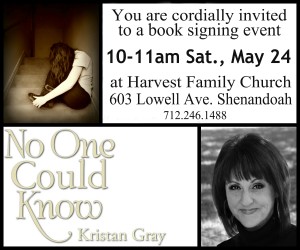 10-11 am Saturday, May 24 at Harvest Family Church, Shenandoah